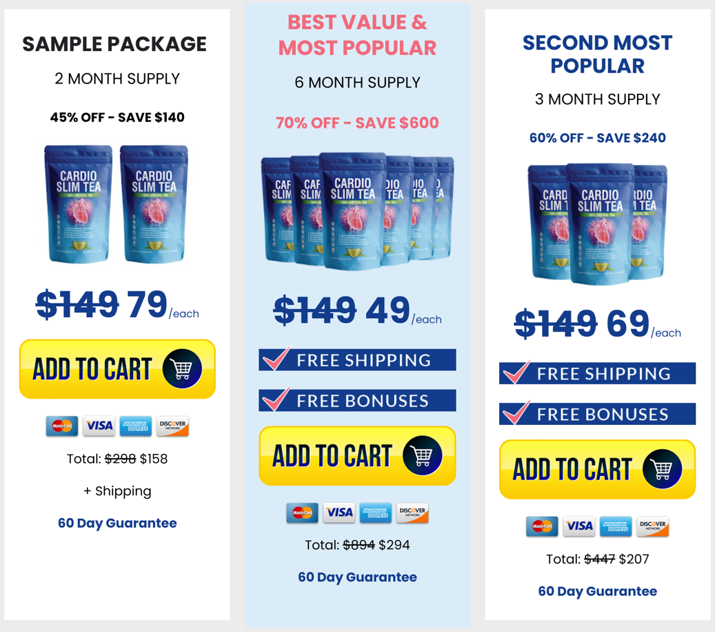 Cardio Slim Tea™ Offer Pricing